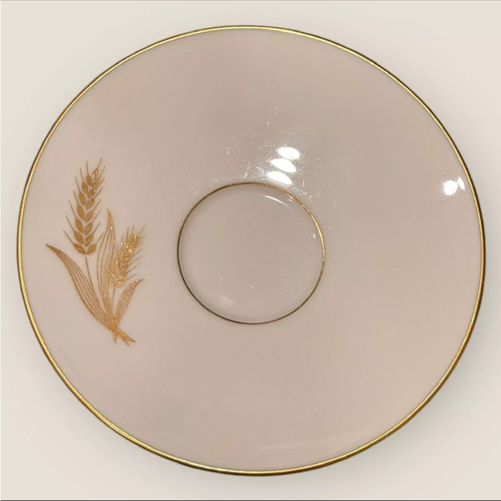 Four (4) Lenox Flat Tea Cup & Saucers Set Wheat R442 24K Gold Trim Bone China - Picture 10 of 10